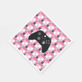 Gamer Girl Pink Pixel und Black Birthday Serviette (Ecke)
