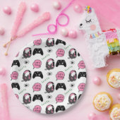 Gamer Girl Pink und Black Birthday Pappteller (Party)