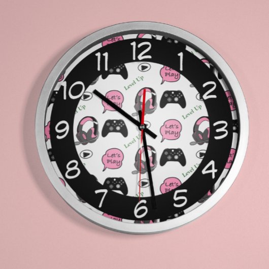 Gamer Girl Pink und Black Uhr