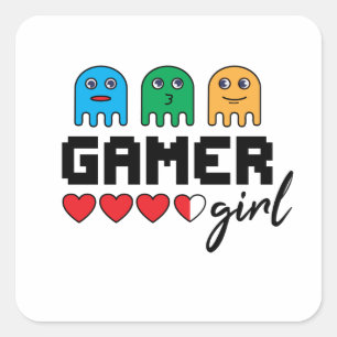 Gamer Girl Quadratischer Aufkleber