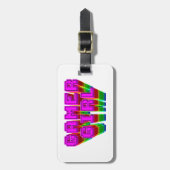 Gamer Girl Text Gepäckanhänger (Vorderseite vertikal)