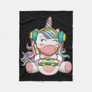 Gamer Girl Unicorn Gaming Niedlich Video Game Wome Fleecedecke