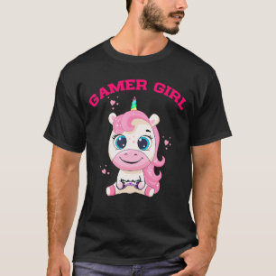 Gamer Girl Unicorn Gaming Niedliches Videospiel Fr T-Shirt