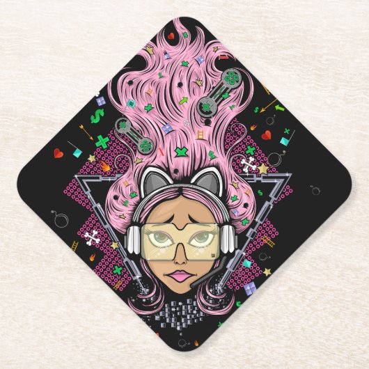 Gamer Girl Untersetzer (Vorderseite)
