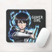 Gamer Girl Warrior Spirit Sword Mousepad (Mit Mouse)