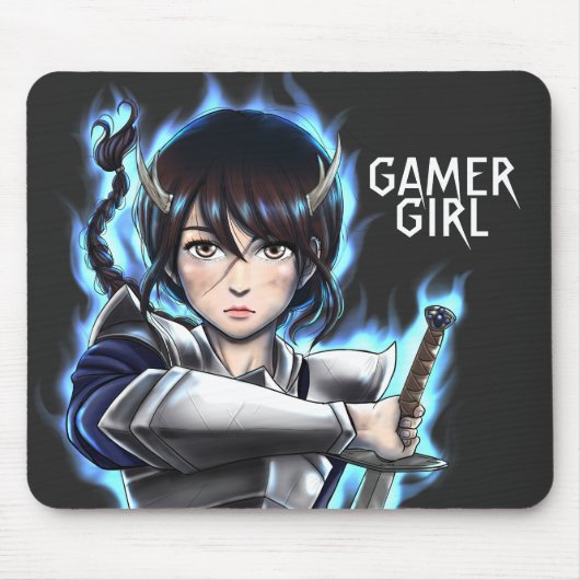 Gamer Girl Warrior Spirit Sword Mousepad (Vorne)