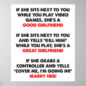 Gamer Girlfriend Funny Poster (Vorne)
