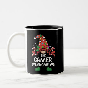 Gamer-Gnom Büffelkariert passende Familien-Weihnac Zweifarbige Tasse