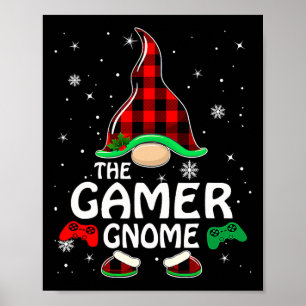 Gamer Gnome Buffalo Kariert Matching Family Christ Poster