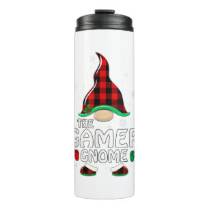 Gamer Gnome Buffalo Kariert Matching Family Christ Thermosbecher