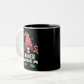 Gamer Gnome Buffalo Kariert Matching Family Xmas Zweifarbige Tasse (Vorderseite Links)
