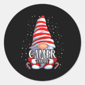 Gamer Gnome Christmas Pajamas Matching Family Grou Runder Aufkleber (Vorderseite)