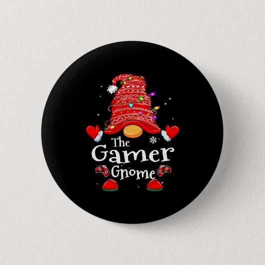 Gamer Gnome - Xmas Video Gamers Christmas Gnomes  Button (Vorderseite)