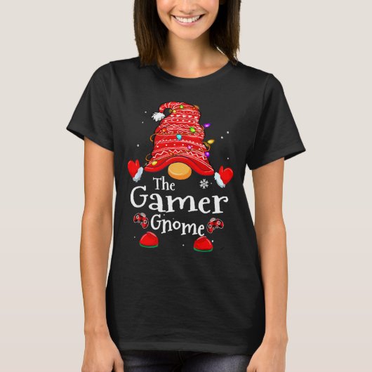 Gamer Gnome - Xmas Video Gamers Christmas Gnomes  T-Shirt (Vorderseite)