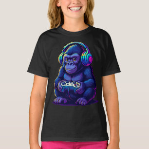 Gamer Gorilla mit Kopfhörern — Neon-Gaming-Vibes T-Shirt