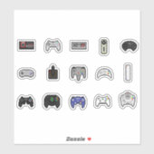 Gamer Gray Black Retro Pixel Art Controller Aufkleber (Blatt)