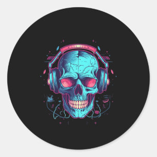 Gamer Halloween Costume Skull Gaming Videospiel Runder Aufkleber