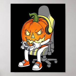 Gamer Halloween Jackolantern Beängstigend Gaming B Poster