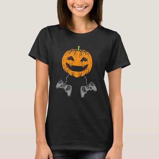 Gamer Halloween Jackolantern Beängstigend Gaming B T-Shirt (Vorderseite)