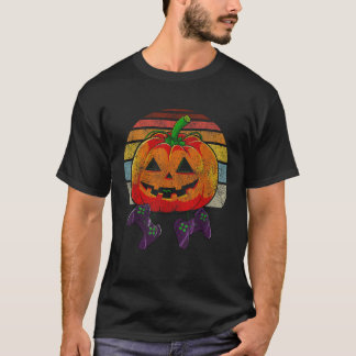 Gamer Halloween Retro Style Pumpkin Kürbislaterne T-Shirt