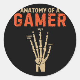Gamer Hand Skeleton Halloween-Aufkleber Runder Aufkleber