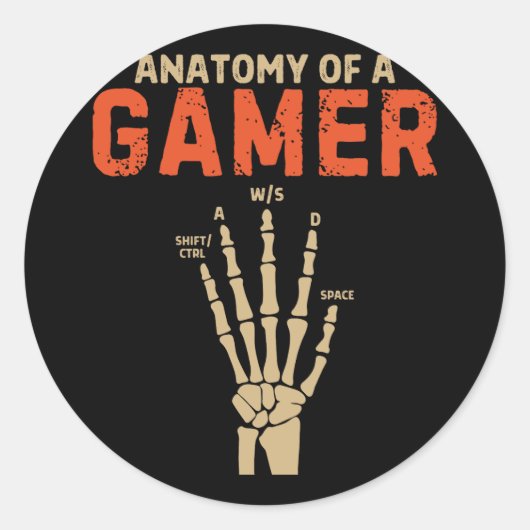 Gamer Hand Skeleton Halloween-Aufkleber Runder Aufkleber (Vorderseite)