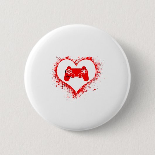 Gamer Heart Valentines Day Video Games Boys Kids T Button (Vorderseite)