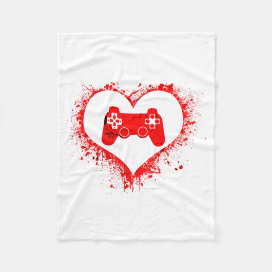 Gamer Heart Valentines Day Video Games Boys Kids T Fleecedecke (Vorderseite)