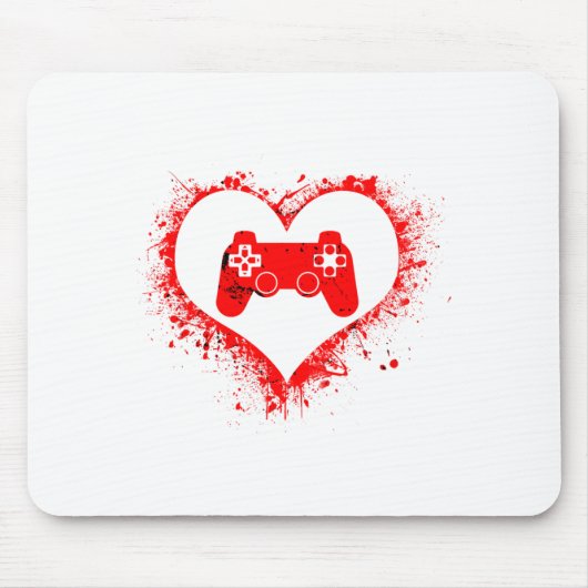 Gamer Heart Valentines Day Video Games Boys Kids T Mousepad (Vorne)