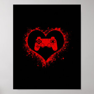 Gamer Heart Valentinstag Videospiele Jungen Kinder Poster