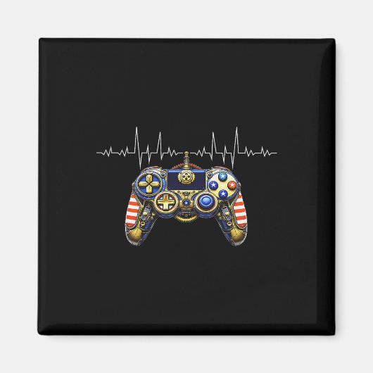 Gamer Heartbeat Design - Gaming Controller Ecg Lin Magnet (Vorne)