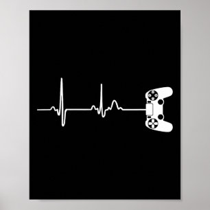 Gamer Heartbeat für Videospielspieler Poster