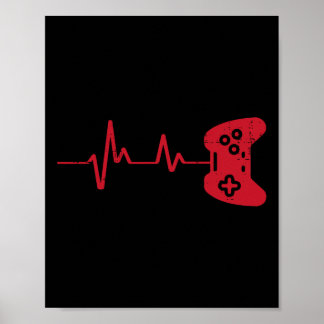 Gamer Heartbeat Game Controller Gaming Boys Kinder Poster
