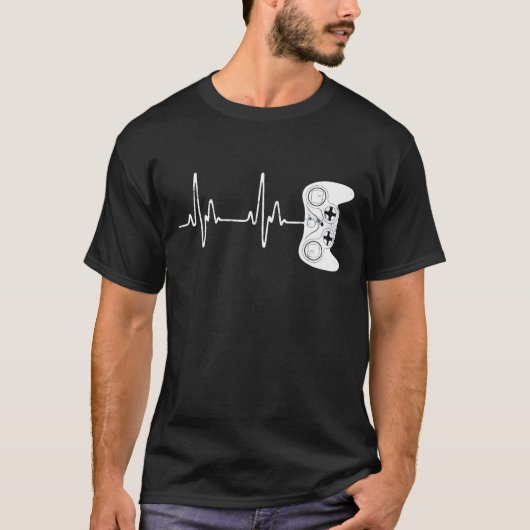 Gamer Heartbeat T - Shirt Video Game Lover Gift Sh (Vorderseite)