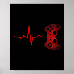 Gamer Heartbeat Video Games Gaming Boys Teens Men  Poster
