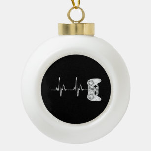 Gamer-Herzschlag-Videospiel-Liebhaber Keramik Kugel-Ornament