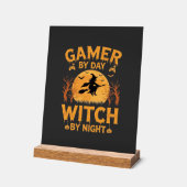 Gamer-Hexe Halloween-Gaming-Design Acrylschild (Winkel)