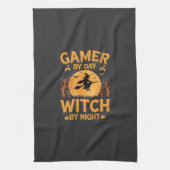 Gamer-Hexe Halloween-Gaming-Design Geschirrtuch (Vertikal)