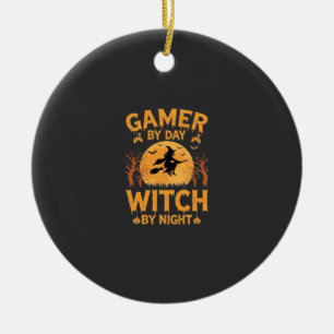 Gamer-Hexe Halloween-Gaming-Design Keramik Ornament
