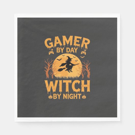 Gamer-Hexe Halloween-Gaming-Design Serviette (Vorderseite)