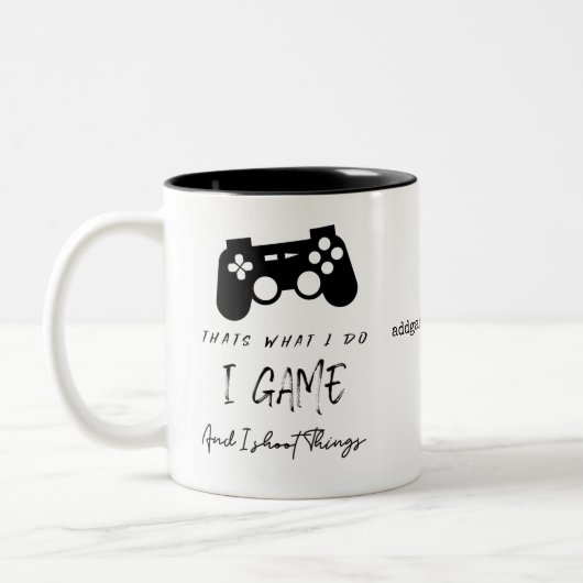Gamer I Game & I Shoot Things Funny Gift Zweifarbige Tasse (Links)