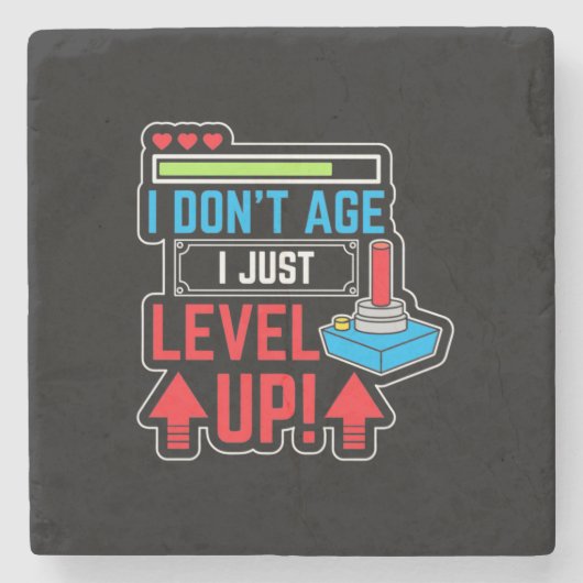 Gamer I Level Up Steinuntersetzer (Vorderseite)