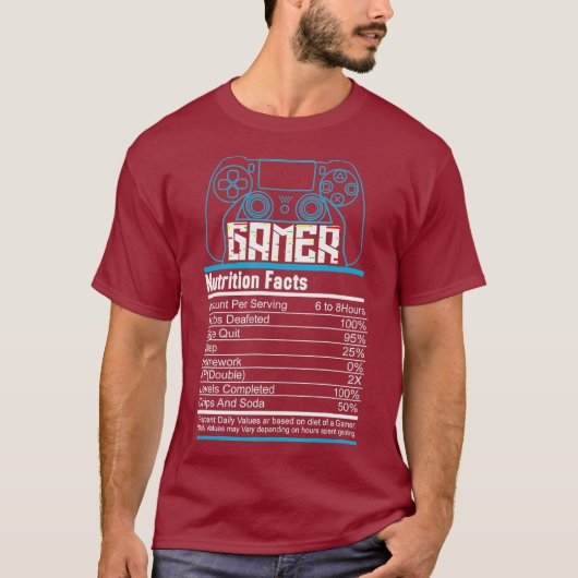 Gamer Ingredients Funny Video Gaming-Geschenk T-Shirt (Vorderseite)