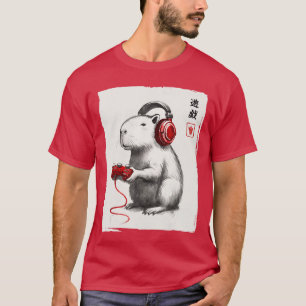 Gamer japanische Kunst Männer Frauen Lustige Capyb T-Shirt