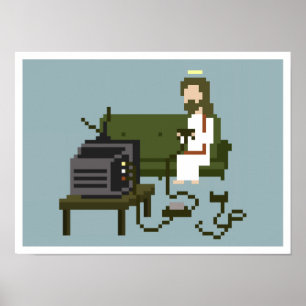 Gamer-Jesus-Pixel-Kunst-Plakat Poster