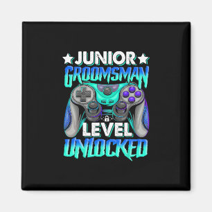 Gamer Junior Groomsman Level freigeschaltet Video- Magnet