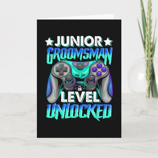 Gamer Junior Groomsman Level Unlocked Video Gaming Karte (Vorderseite)