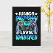Gamer Junior Groomsman Level Unlocked Video Gaming Karte (Gelbe Blume)