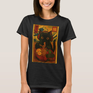Gamer-Katze isst Ramen auf japanische Art  T-Shirt
