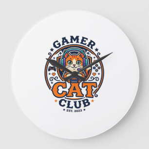 Gamer-Katze Katzen-Mama Geschenkidee - Gamer-Katze Große Wanduhr